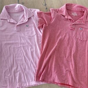 Vineyard Vines Kids Striped Polo Pair - Light Pink & Red
